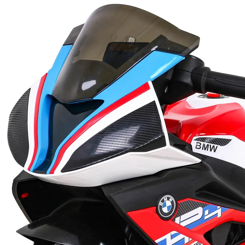 ⁨Motor BMW HP4 na akumulator dla dzieci Czerwony + 3 Koła + LED + MP3 USB + Ekoskóra⁩ w sklepie Wasserman.eu