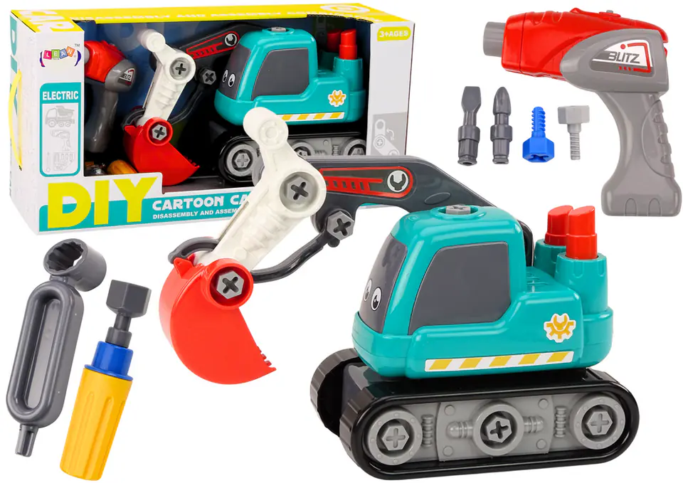 ⁨Cartoon excavator DIY turquoise⁩ at Wasserman.eu