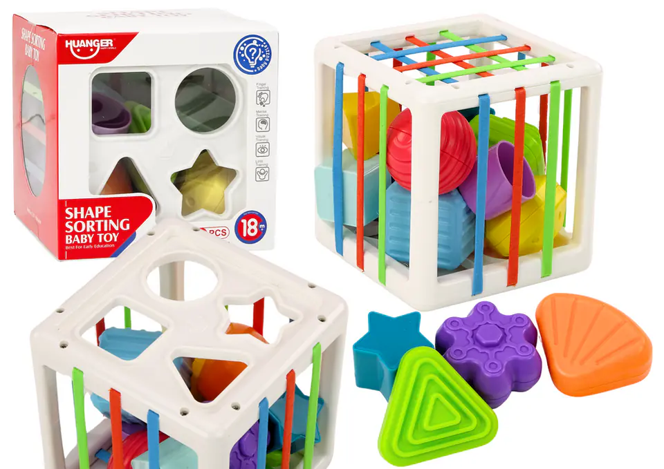 ⁨Kostka Edukacyjna Sorter Dla Niemowląt Klocki Kolorowa⁩ w sklepie Wasserman.eu