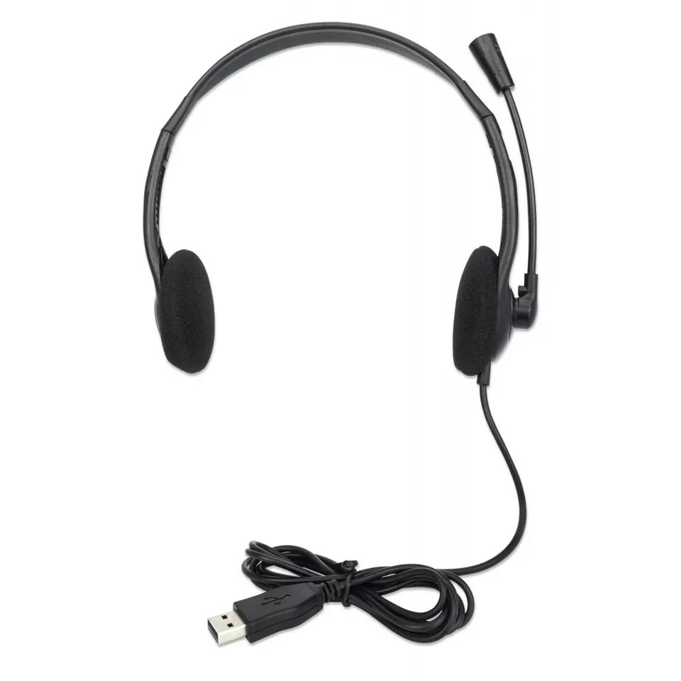 ⁨Headphones with microphone MANHATTAN Black 179898⁩ at Wasserman.eu