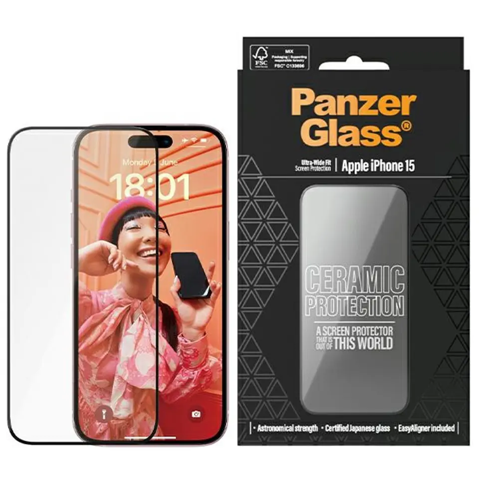 ⁨PanzerGlass Ceramic Protection iPhone 156.1" Ultra-Wide-Fit Screen Protection Easy Aligner Included 2837⁩ w sklepie Wasserman.eu