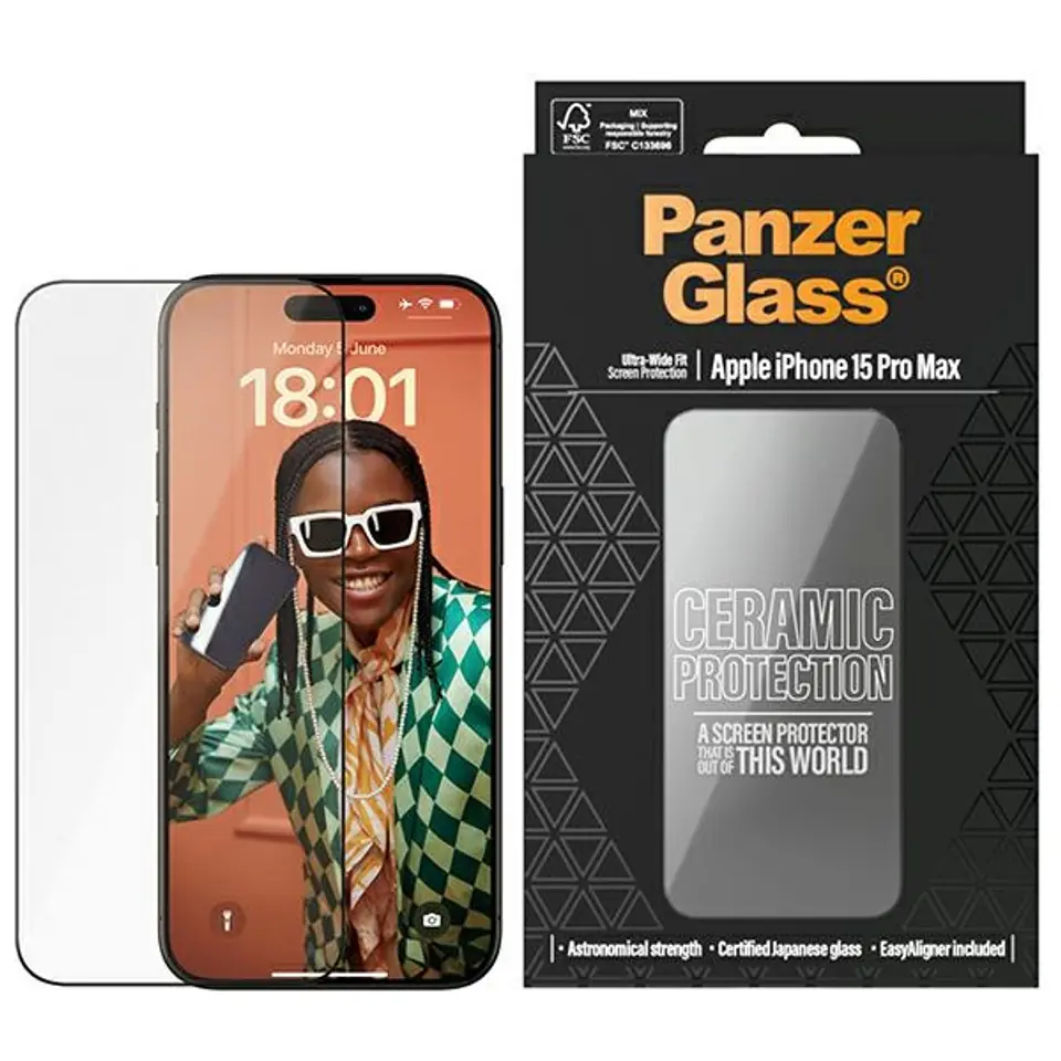 ⁨PanzerGlass Ceramic Protection iPhone 15Pro Max 6.7" Ultra-Wide-Fit Screen Protection Easy Aligner Included 2840⁩ w sklepie Wasserman.eu