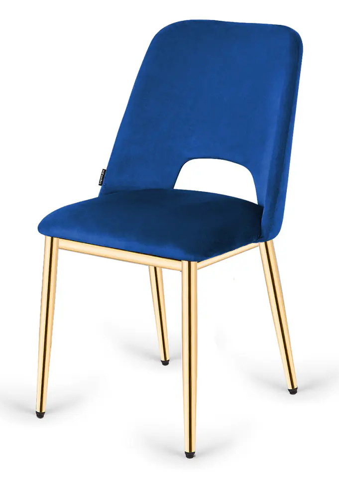 ⁨Krzesło tapicerowane GOTI BLUE VELVET GOLD⁩ w sklepie Wasserman.eu