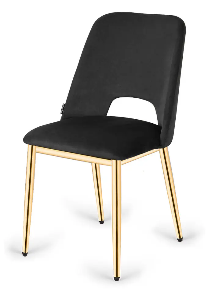 ⁨Krzesło tapicerowane GOTI BLACK VELVET GOLD⁩ w sklepie Wasserman.eu