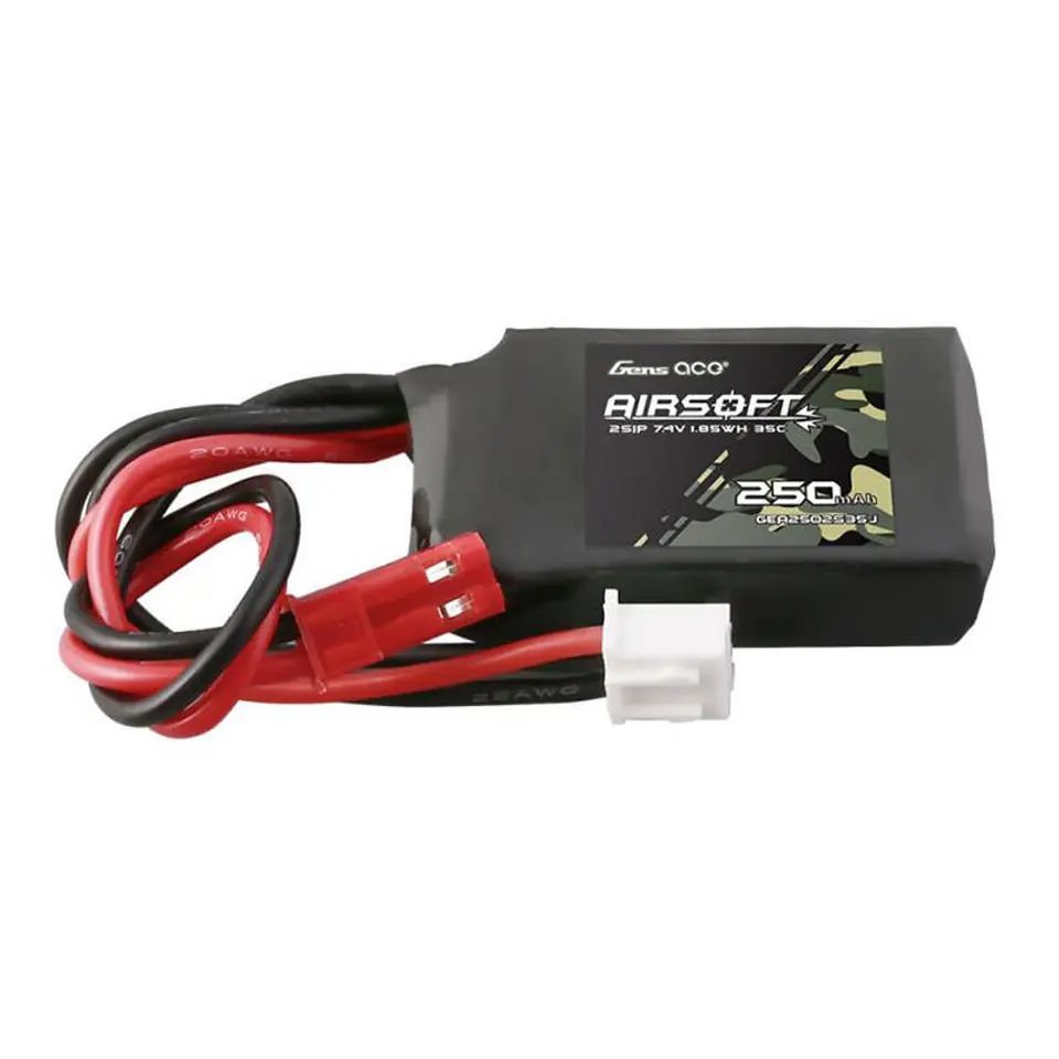 ⁨Akumulator Gens ace 250mAh 7.4V 35C 2S1P Airsoft Gun Lipo z konektorem JST-SYP Plug⁩ w sklepie Wasserman.eu