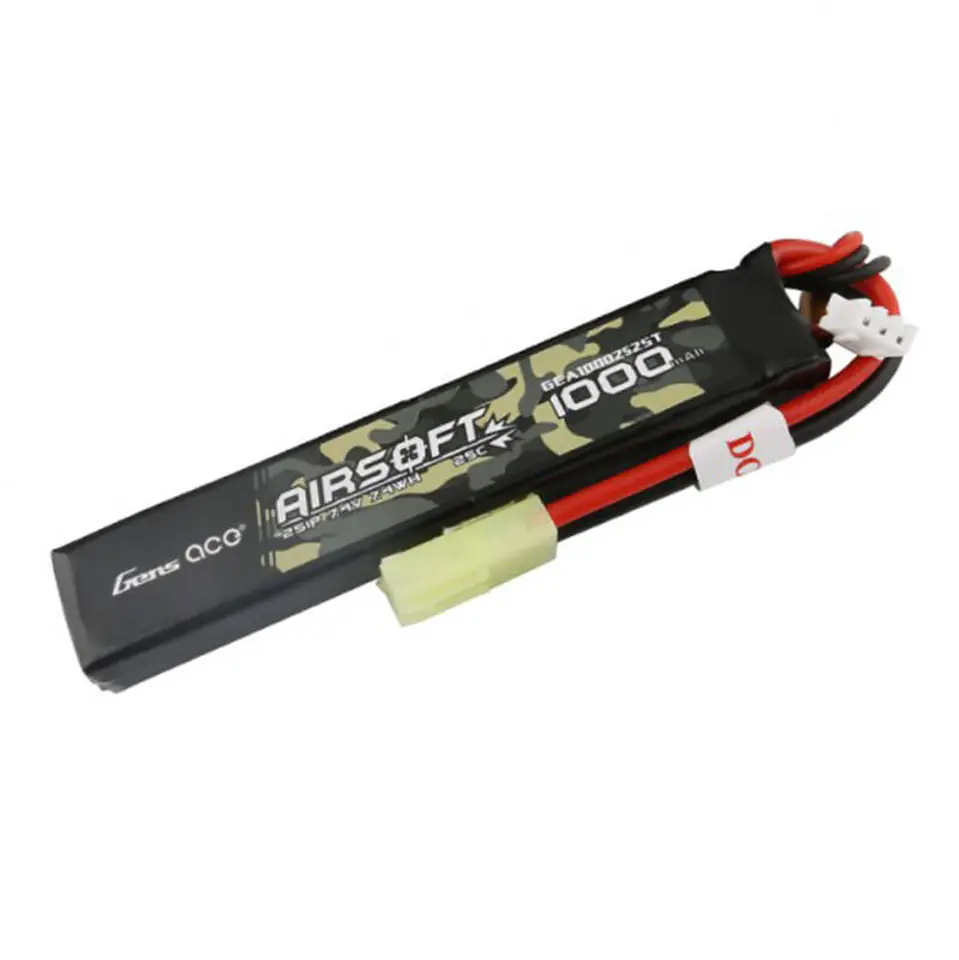 ⁨Akumulator Gens ace 25C 1000mAh 2S1P 7.4V Airsoft Gun Lipo z konektorem mini Tamiya Plug⁩ w sklepie Wasserman.eu