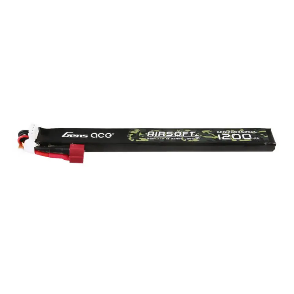 ⁨Akumulator Gens Ace 25C 1200mAh 3S1P 11.1V Airsoft Gun Lipo z konektorem T Plug Long size⁩ w sklepie Wasserman.eu