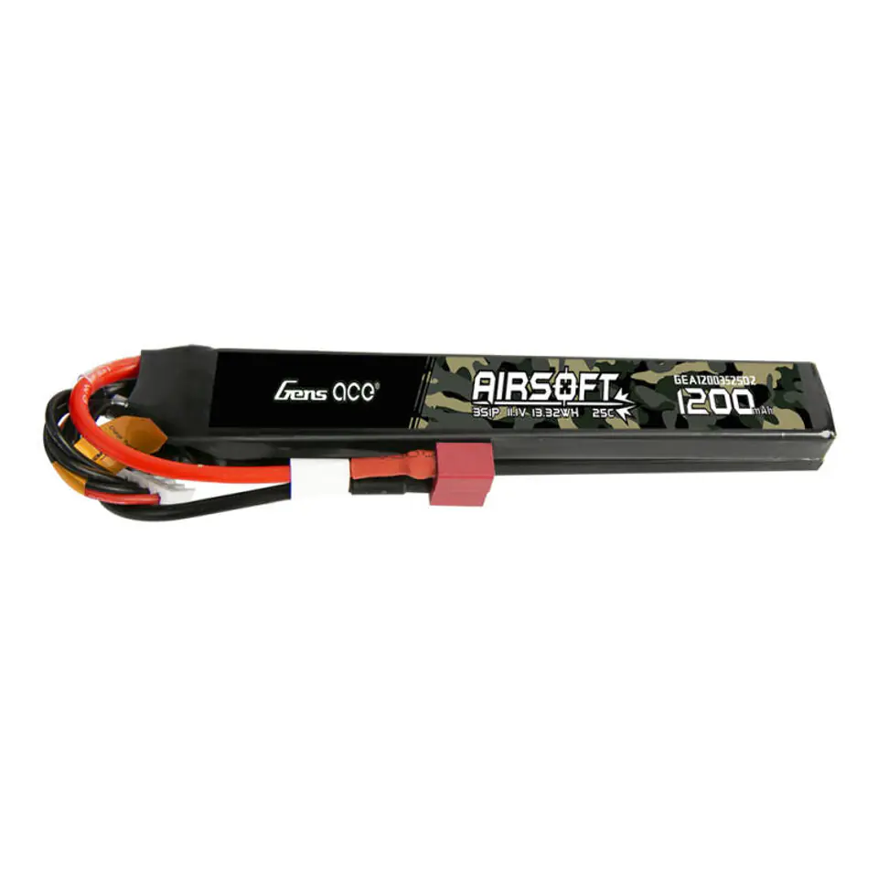 ⁨Akumulator Gens Ace 25C 1200mAh 3S1P 11.1V Saddle Airsoft Gun Lipo z konektorem T Plug⁩ w sklepie Wasserman.eu