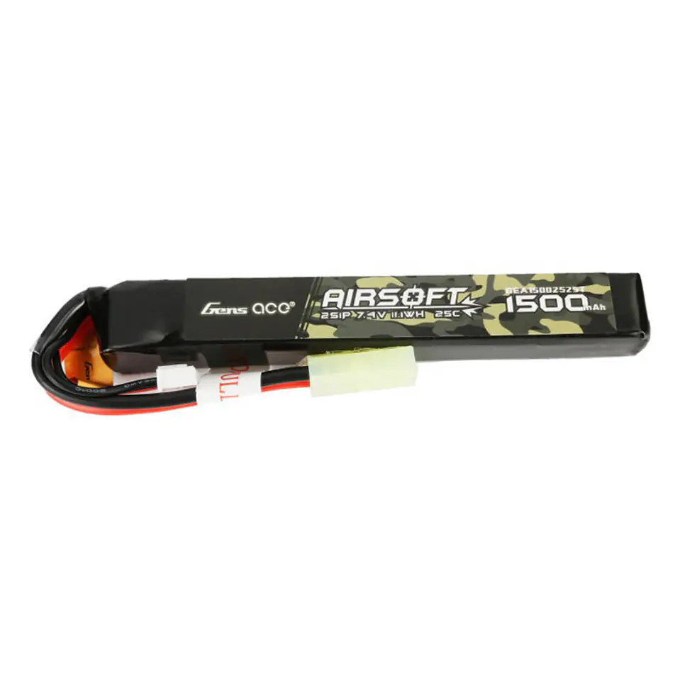 ⁨Akumulator Gens ace 25C 1500mAh 2S1P 7.4V Airsoft Gun Lipo z konektorem mini Tamiya Plug⁩ w sklepie Wasserman.eu