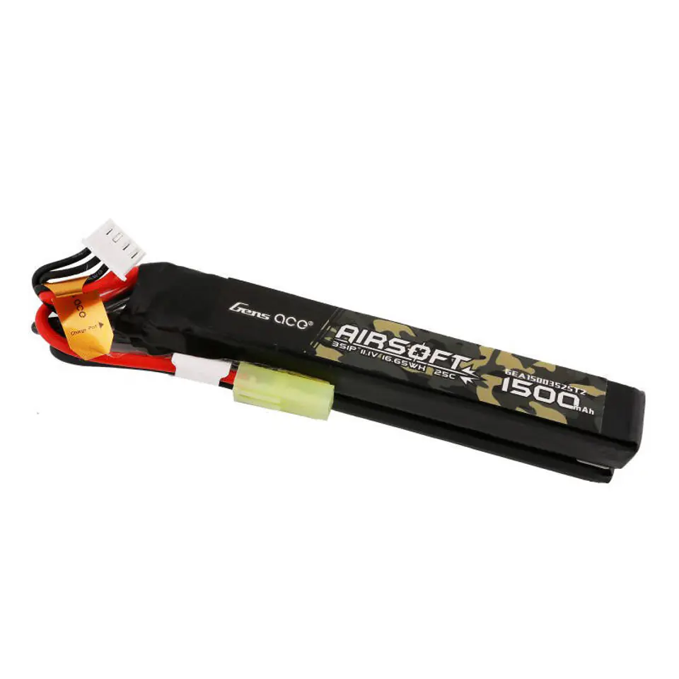 ⁨Akumulator Gens ace 25C 1500mAh 3S1P 11.1V Nunchuck 2X Airsoft Gun Lipo z konektorem mini Tamiya Plug⁩ w sklepie Wasserman.eu