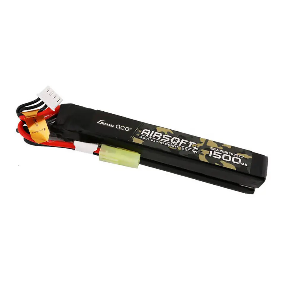 ⁨Akumulator Gens ace 25C 1500mAh 3S1P 11.1V Nunchuck 2X Airsoft Gun Lipo z konektorem T Plug⁩ w sklepie Wasserman.eu