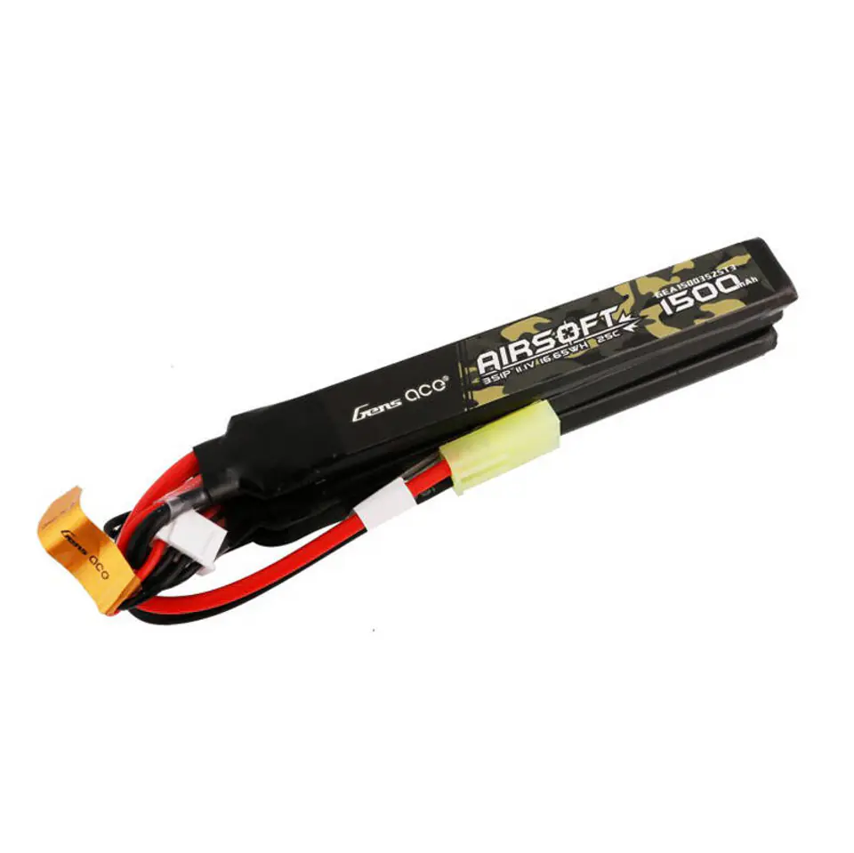 ⁨Akumulator Gens ace 25C 1500mAh 3S1P 11.1V Nunchuck 3X Airsoft Gun Lipo z konektorem mini Tamiya Plug⁩ w sklepie Wasserman.eu