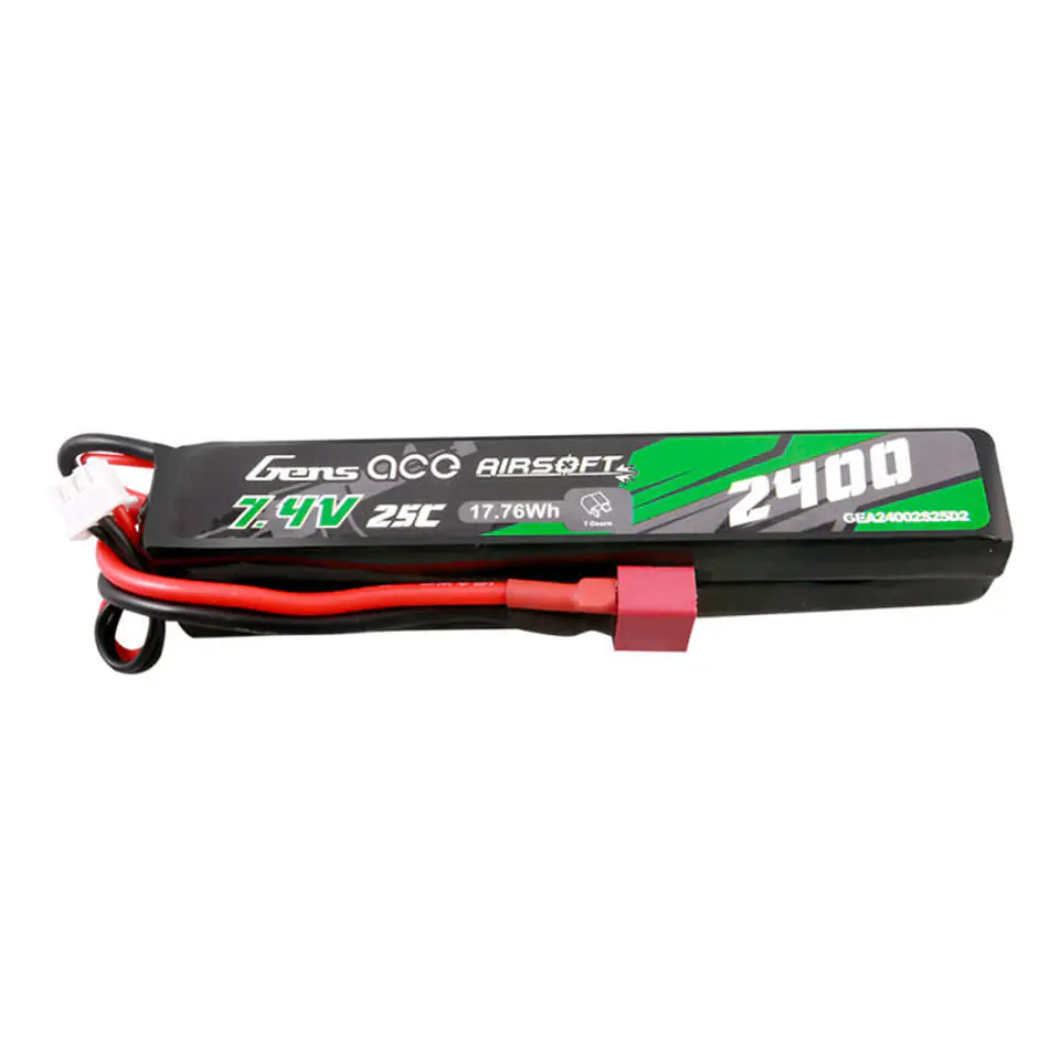 ⁨Akumulator Gens ace 25C 2400mAh 2S2P 7.4V Saddle Airsoft Gun Lipo z konektorem Mini Deans(T) Plug⁩ w sklepie Wasserman.eu