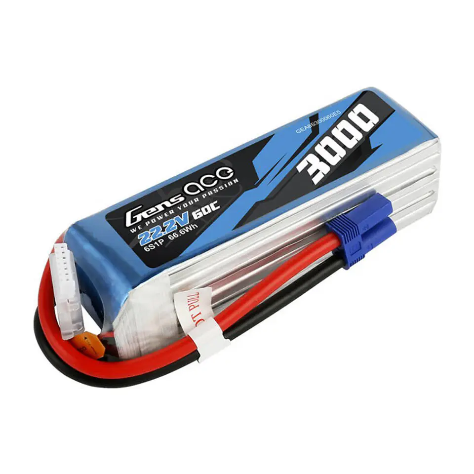 ⁨Akumulator Gens ace 3000mAh 22.2V 60C 6S1P Lipo z konektorem EC5 plug⁩ w sklepie Wasserman.eu