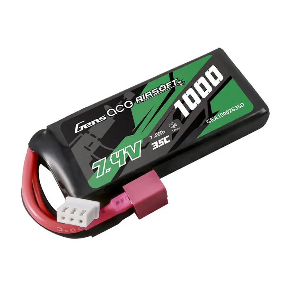 ⁨Akumulator Gens ace 35C 1000mAh 2S1P 7.4V Airsoft Gun Lipo z konektorem T Plug⁩ w sklepie Wasserman.eu