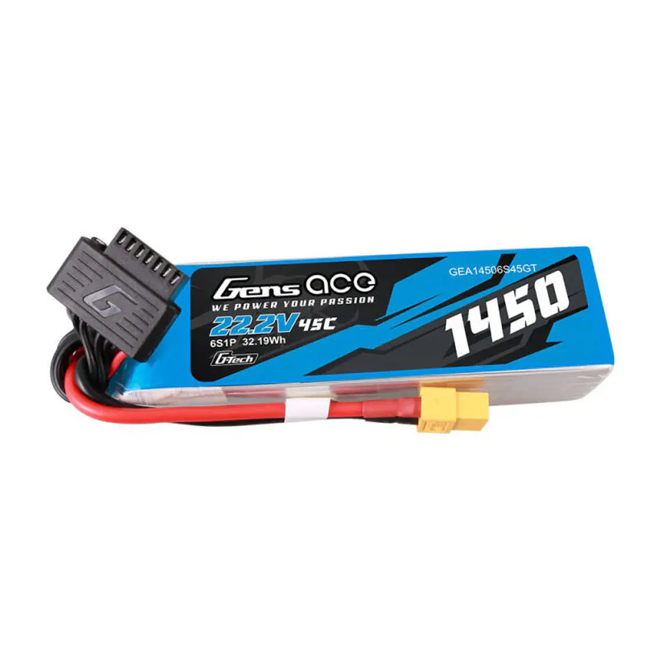 ⁨Akumulator Gens Ace G-Tech 1450mAh 22.2V 45C 6S1P Lipo z konektorem XT60 Plug⁩ w sklepie Wasserman.eu