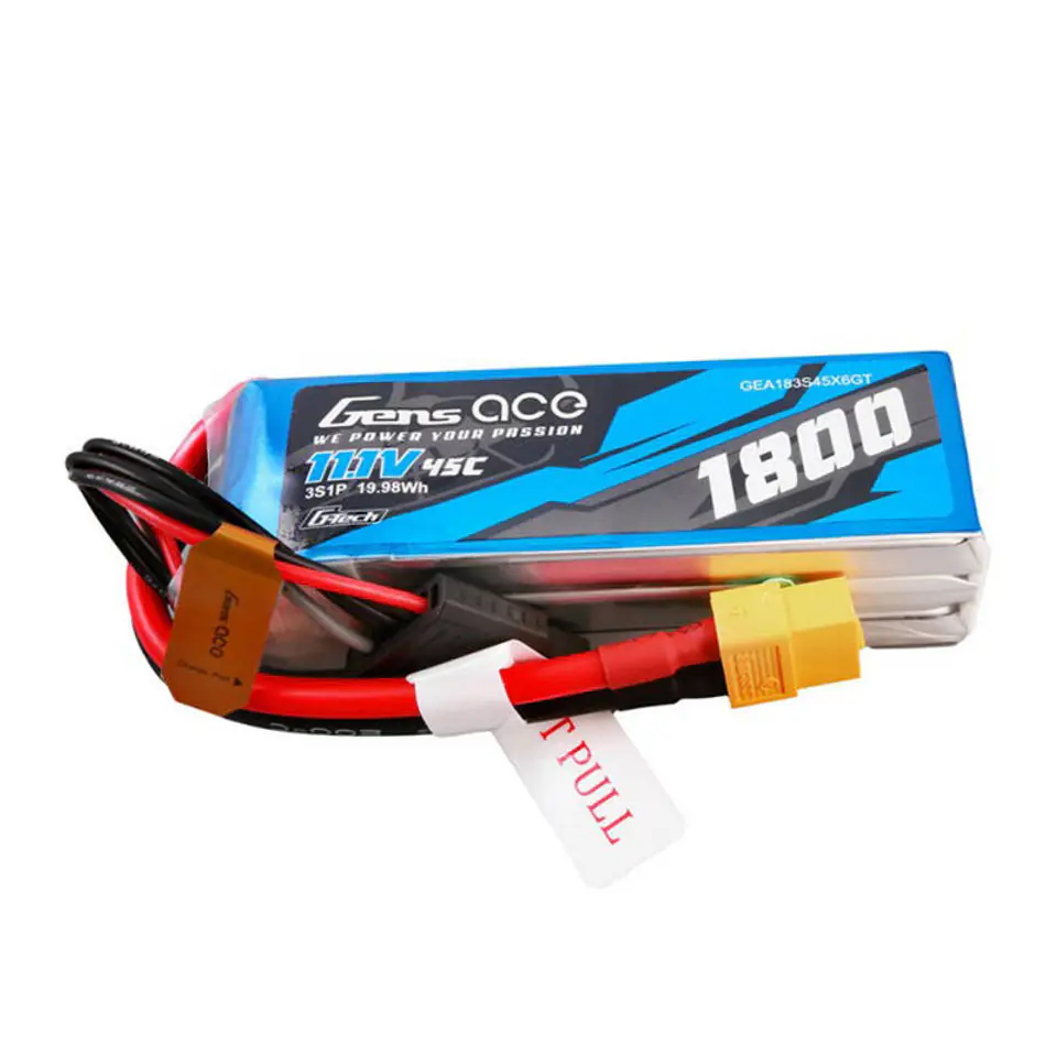 ⁨Akumulator Gens ace G-Tech 1800mAh 11.1V 45C 3S1P Lipo z konektorem XT60 Plug⁩ w sklepie Wasserman.eu