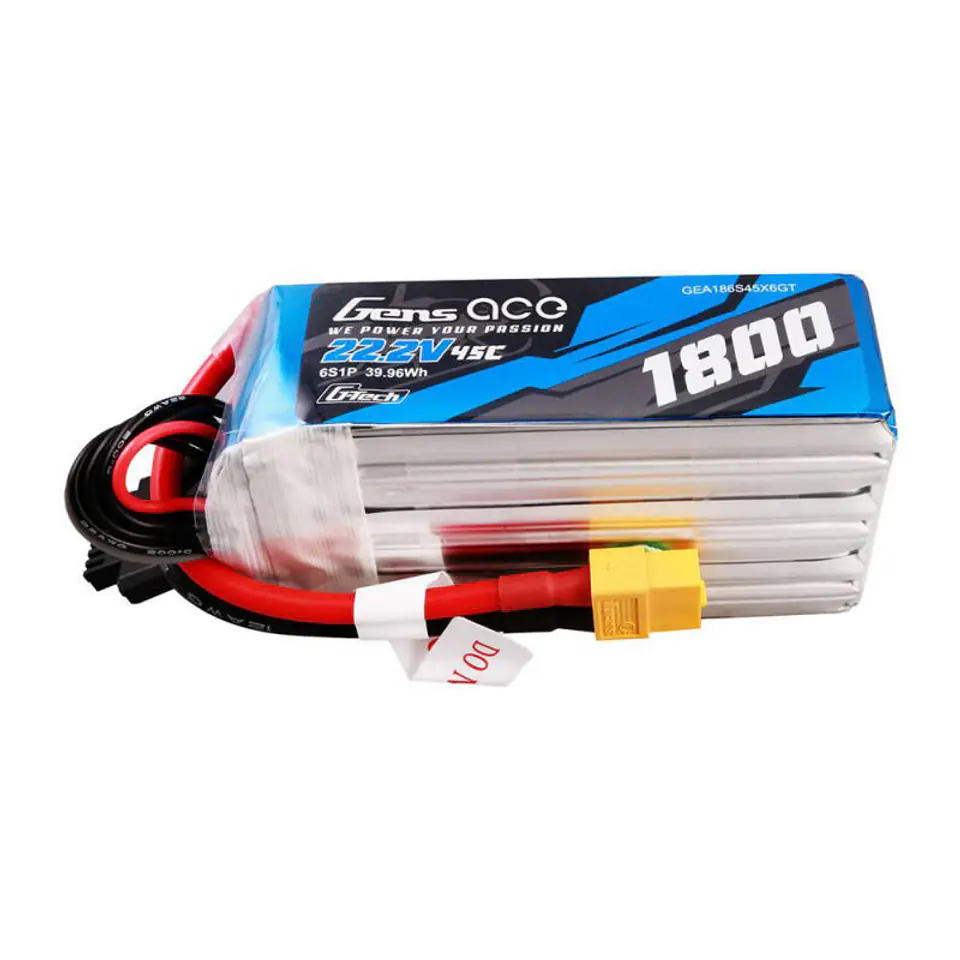 ⁨Akumulator Gens ace G-Tech 1800mAh 22.2V 45C 6S1P Lipo z konektorem XT60 Plug⁩ w sklepie Wasserman.eu