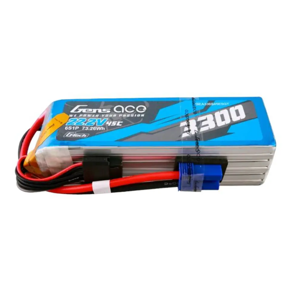 ⁨Akumulator Gens ace G-Tech 3300mAh 22.2V 45C 6S1P Lipo z konektorem EC5 Plug⁩ w sklepie Wasserman.eu