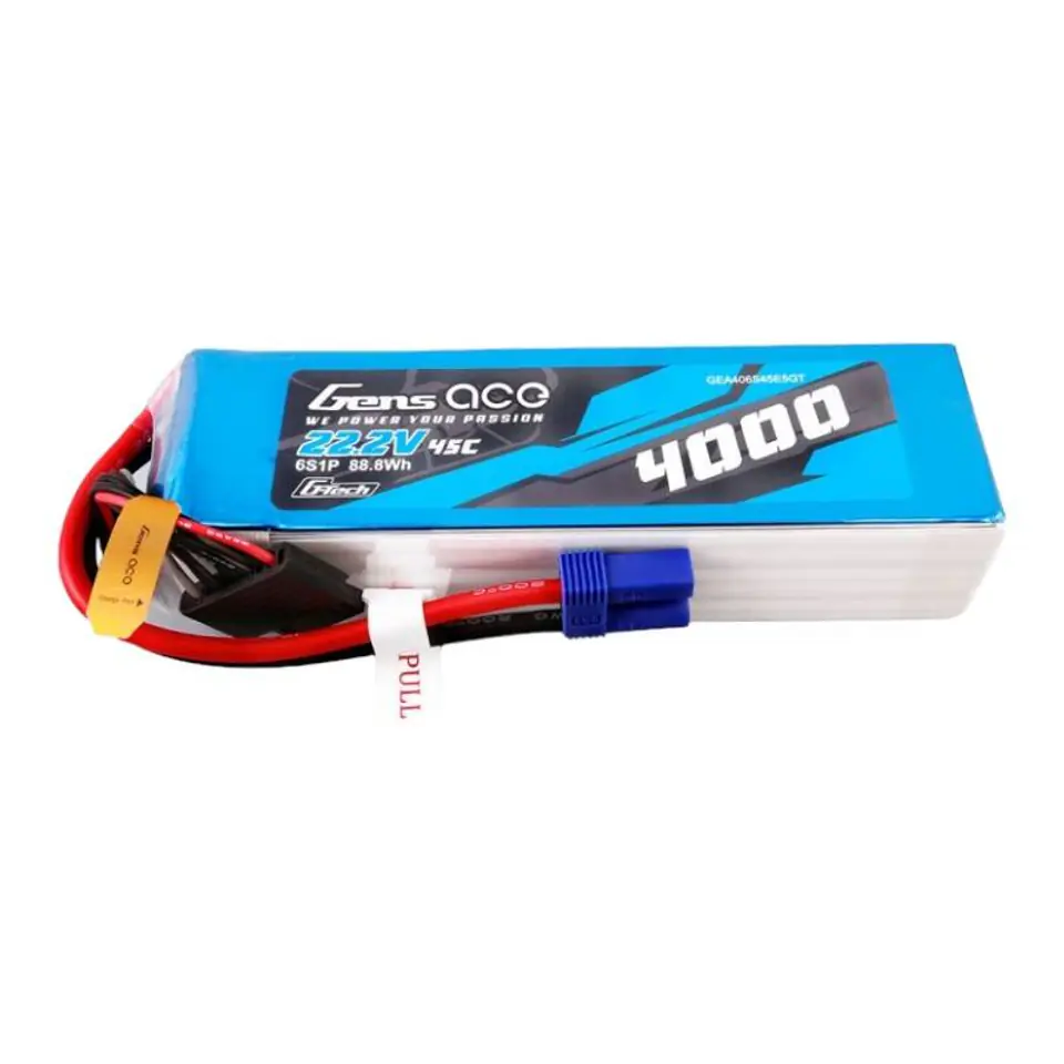 ⁨Akumulator Gens ace G-Tech 4000mAh 22.2V 45C 6S1P Lipo z konektorem EC5 plug⁩ w sklepie Wasserman.eu