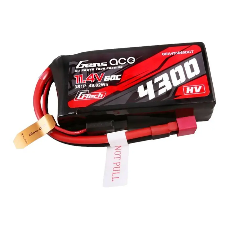 ⁨Akumulator Gens ace G-Tech 4300mAh 3S1P 11.4V 60C Lipo z konektorem T-plug⁩ w sklepie Wasserman.eu