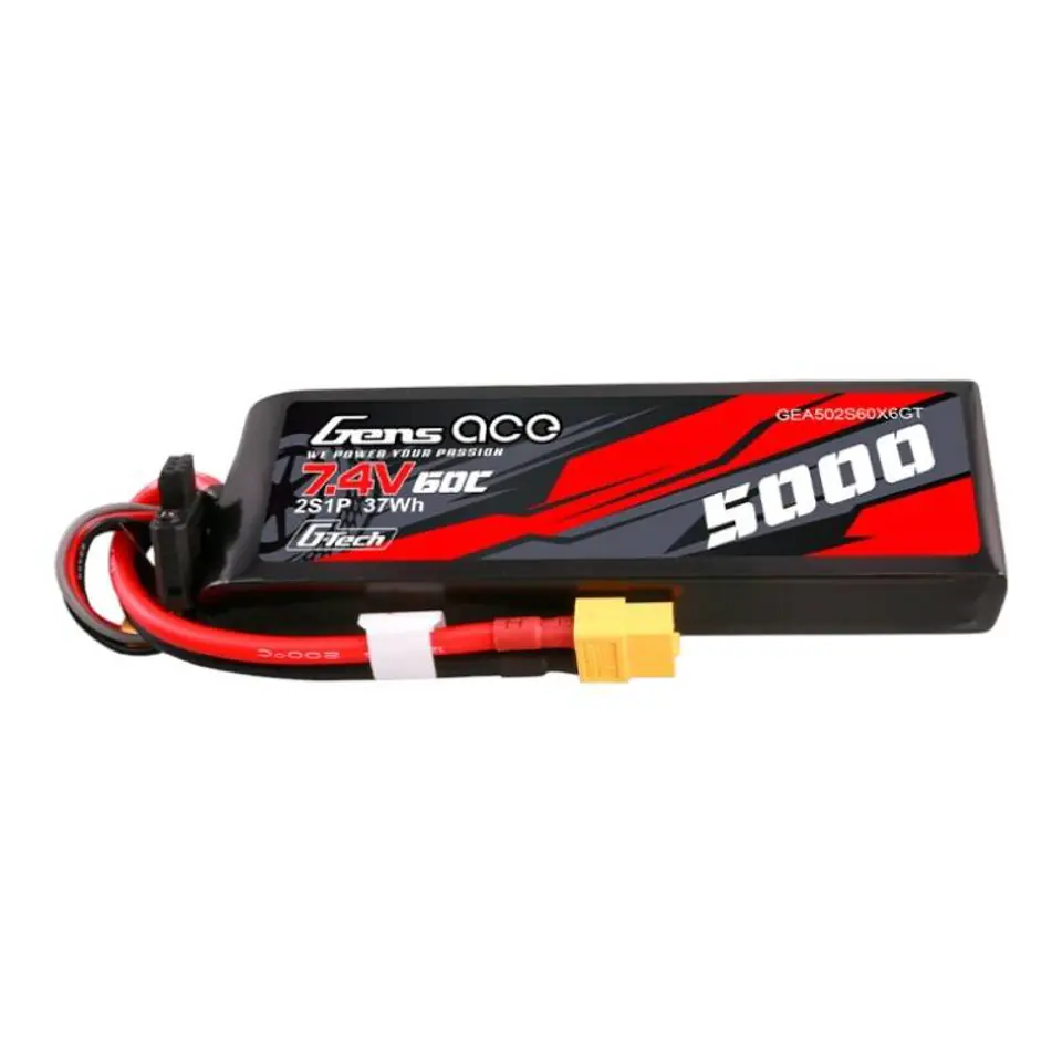 ⁨Akumulator Gens ace G-Tech 5000mAh 7.4V 60C 2S1P Lipo PC z konektorem XT60 Plug⁩ w sklepie Wasserman.eu