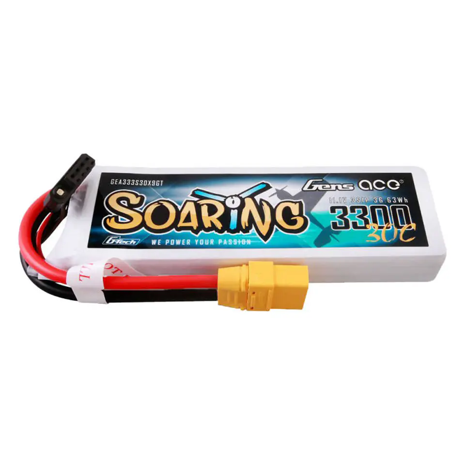 ⁨Akumulator Gens ace G-Tech Soaring 3300mAh 11.1V 30C 3S1P Lipo z konektorem XT90 plug⁩ w sklepie Wasserman.eu