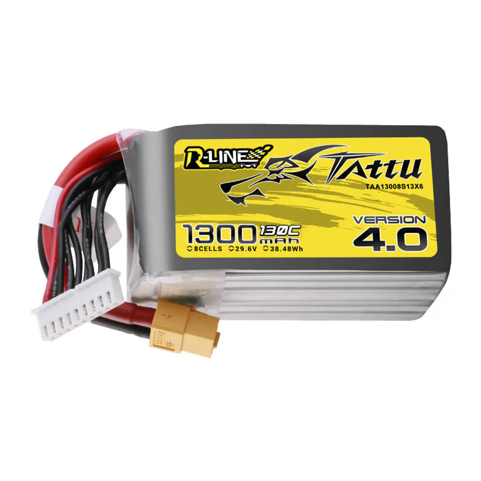 ⁨Akumulator Tattu R-Line Version 4.0 1300mAh 29.6V 130C 8S1P Lipo z konektorem XT60 Plug⁩ w sklepie Wasserman.eu