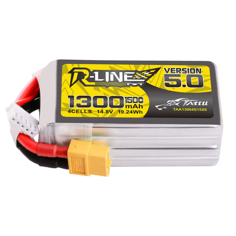 ⁨Akumulator Tattu R-Line Version 5.0 1300mAh 14.8V 150C 4S1P Lipo z konektorem XT60 Plug⁩ w sklepie Wasserman.eu