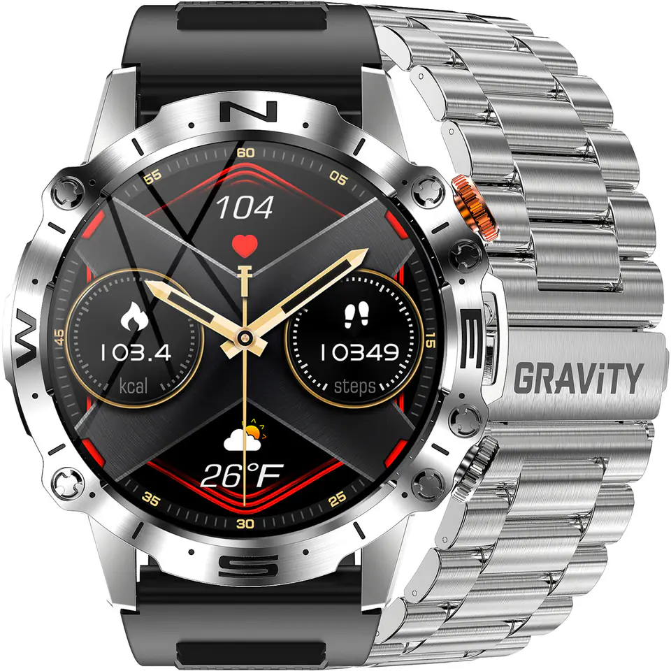 ⁨SMARTWATCH MĘSKI GRAVITY GT20-2 - AMOLED, DODATKOWY PASEK (sg024b)⁩ w sklepie Wasserman.eu