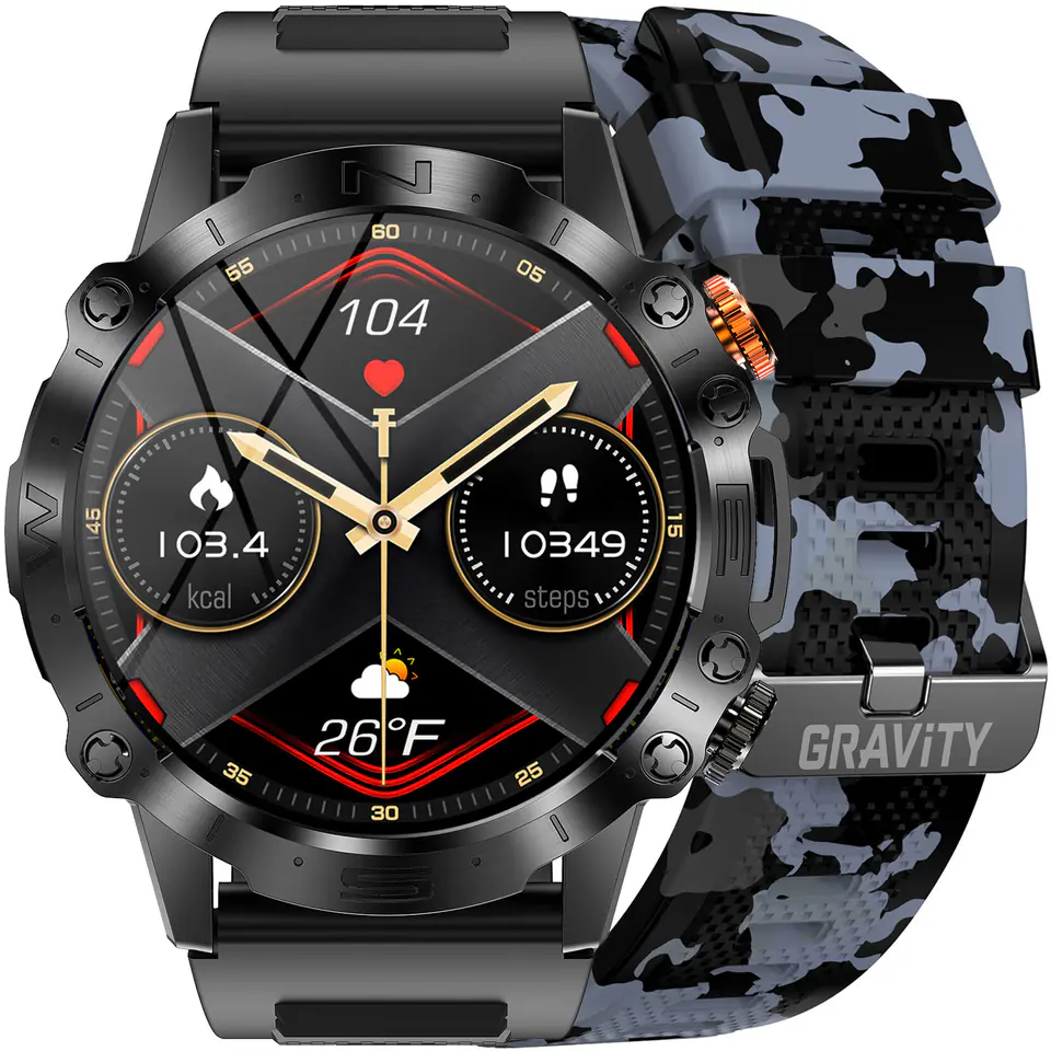 SMARTWATCH MĘSKI GRAVITY GT20-5 - AMOLED, DODATKOWY PASEK (sg024e) w sklepie Wasserman.eu