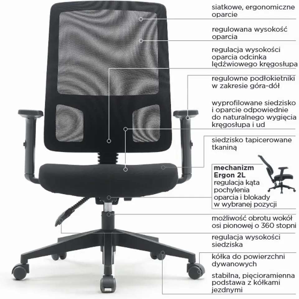 Krzesło biurowe POPSTAR MESH BLACK TS INTERIOR w sklepie Wasserman.eu