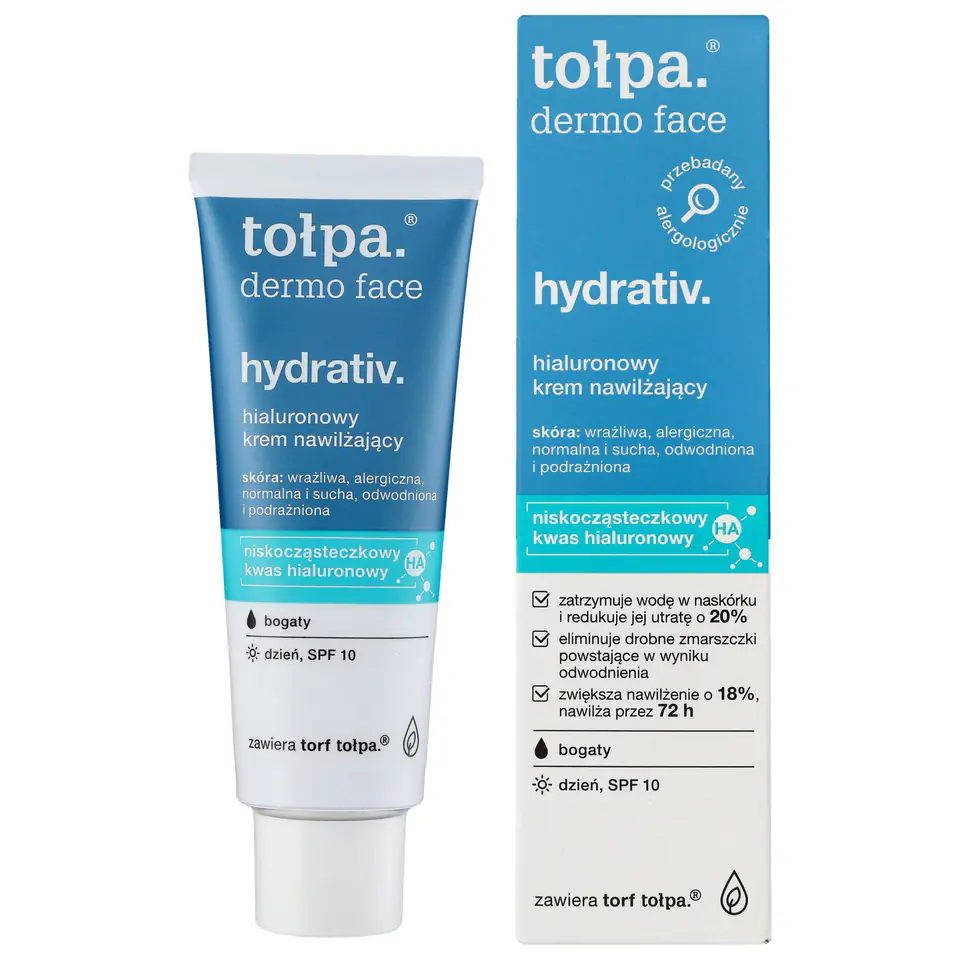 ⁨TOŁPA Dermo Face Hydrativ Hialuronowy Bogaty Krem nawilżający SPF10 na dzień 40 ml⁩ w sklepie Wasserman.eu