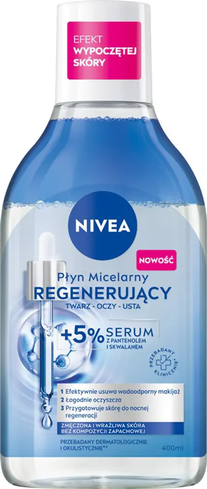 ⁨NIVEA Płyn micelarny regenerujący twarz-oczy-usta + 5% serum 400 ml⁩ w sklepie Wasserman.eu