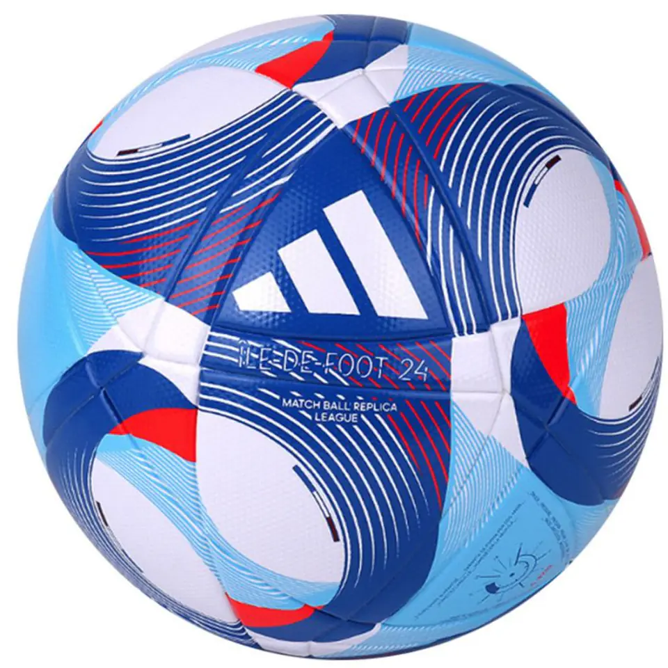 ⁨Piłka nożna adidas Olympics 24 League (kolor Niebieski, rozmiar 5)⁩ w sklepie Wasserman.eu