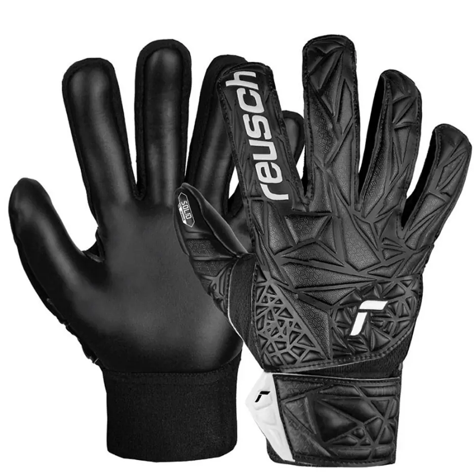 ⁨Rękawice Reusch Attrakt Starter Solid Finger Support Jr (kolor Czarny, rozmiar 4.5)⁩ w sklepie Wasserman.eu