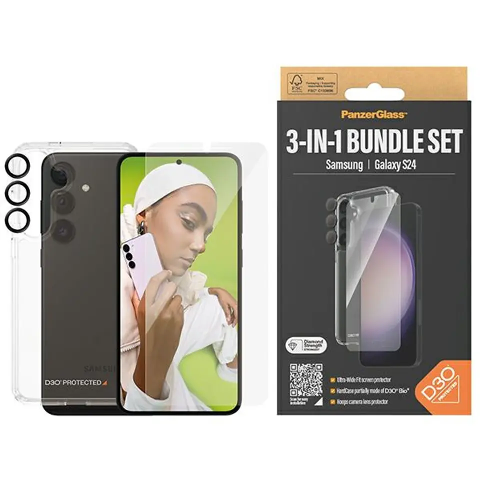 ⁨PanzerGlass Bundle 3in1 Sam S24 S921 Hardcase + Screen Protector + Camera Lens B1210+7350⁩ w sklepie Wasserman.eu