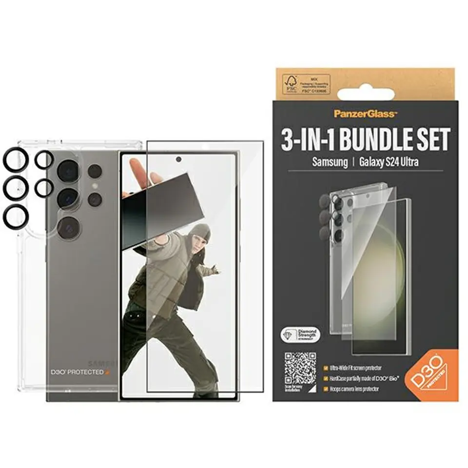 ⁨PanzerGlass Bundle 3in1 Sam S24 Ultra S928 Hardcase + Screen Protector + Camera Lens B1212+7352⁩ w sklepie Wasserman.eu