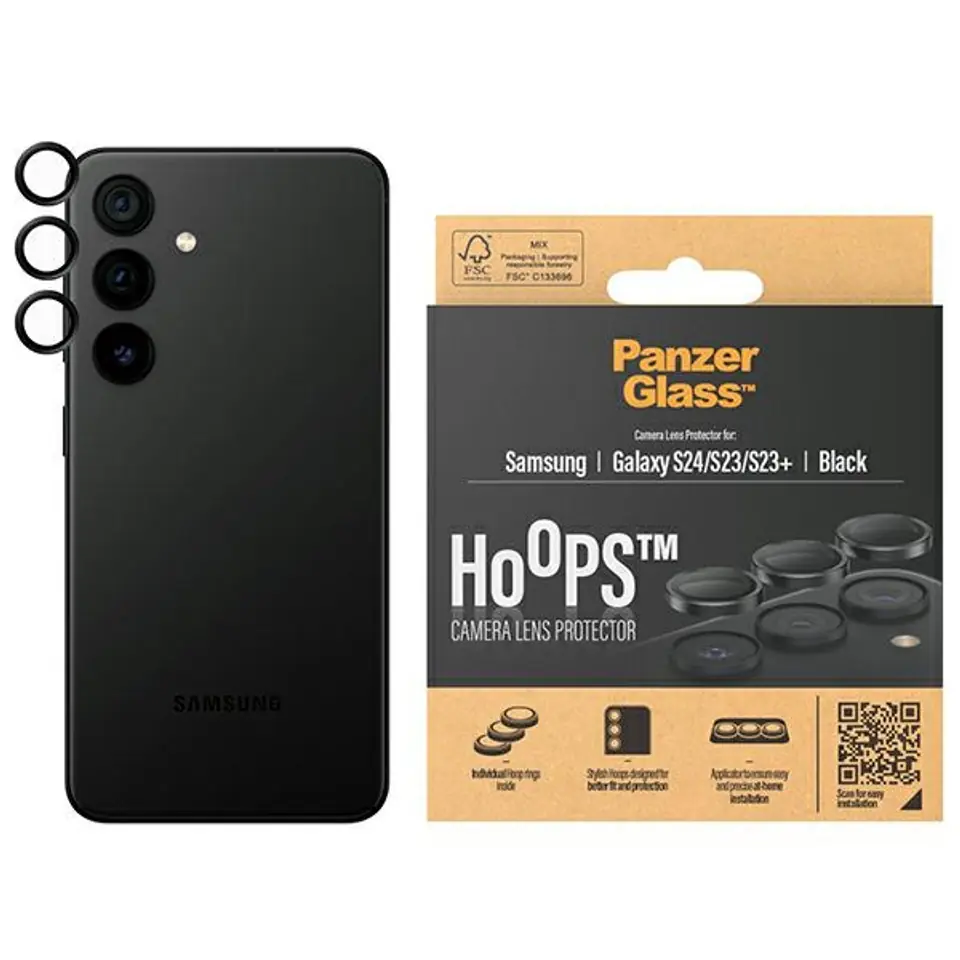 ⁨PanzerGlass Hoops Camera Sam S24 / S23 / S23+ czarny/black 1207 camera lens protector hoop optic rings⁩ w sklepie Wasserman.eu