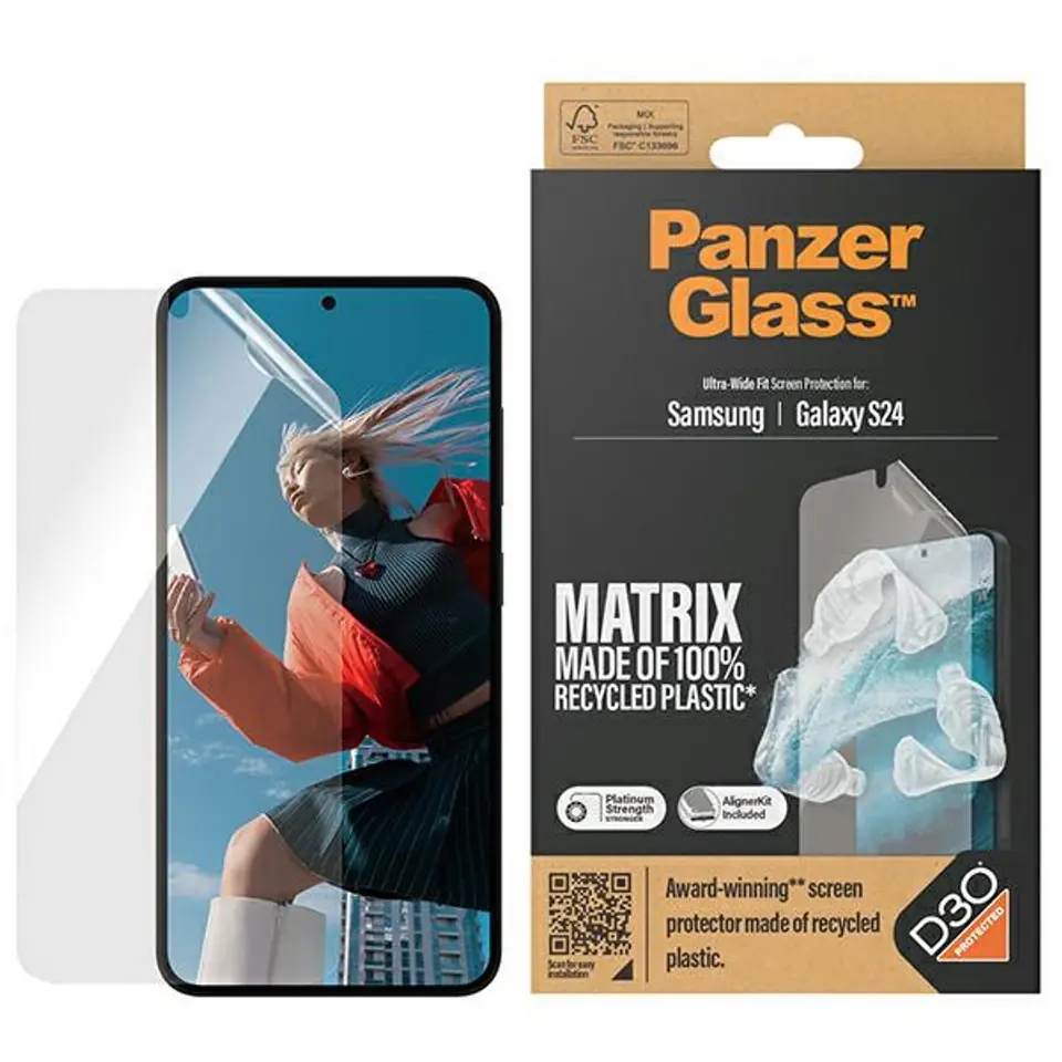 ⁨PanzerGlass Ultra-Wide Fit Sam S24 S921 D3O Matrix Screen Protection 7353 z aplikatorem⁩ w sklepie Wasserman.eu