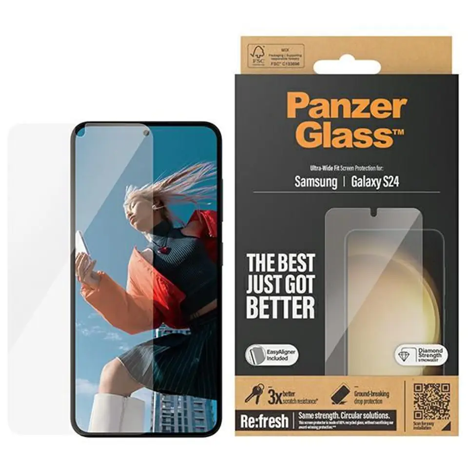 ⁨PanzerGlass Ultra-Wide Fit Sam S24 S921 Screen Protection 7350 z aplikatorem⁩ w sklepie Wasserman.eu