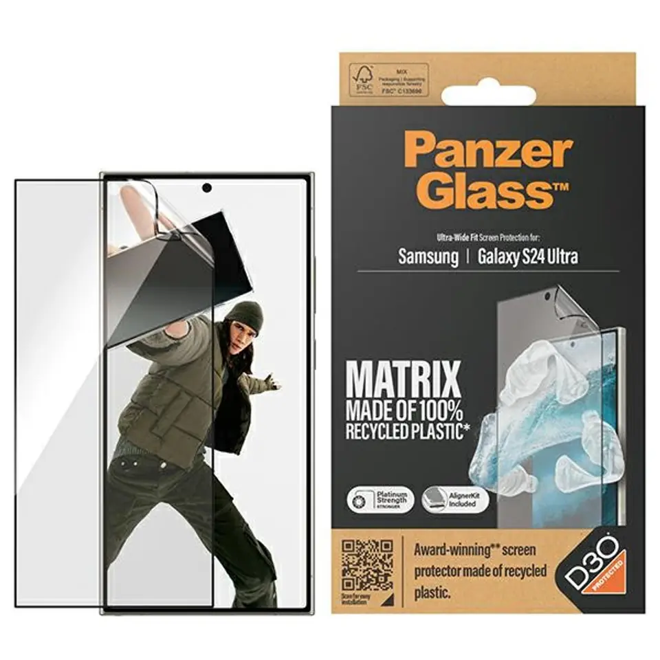 ⁨PanzerGlass Ultra-Wide Fit Sam S24 Ultra S928 D3O Matrix Screen Protection 7355 z aplikatorem⁩ w sklepie Wasserman.eu