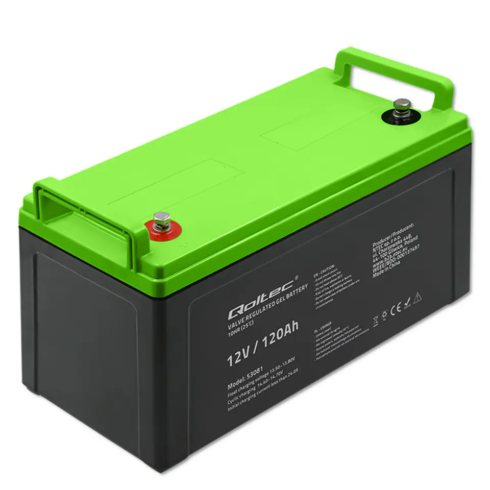 ⁨Qoltec 53081 Gel battery | 12V |  120AH⁩ at Wasserman.eu