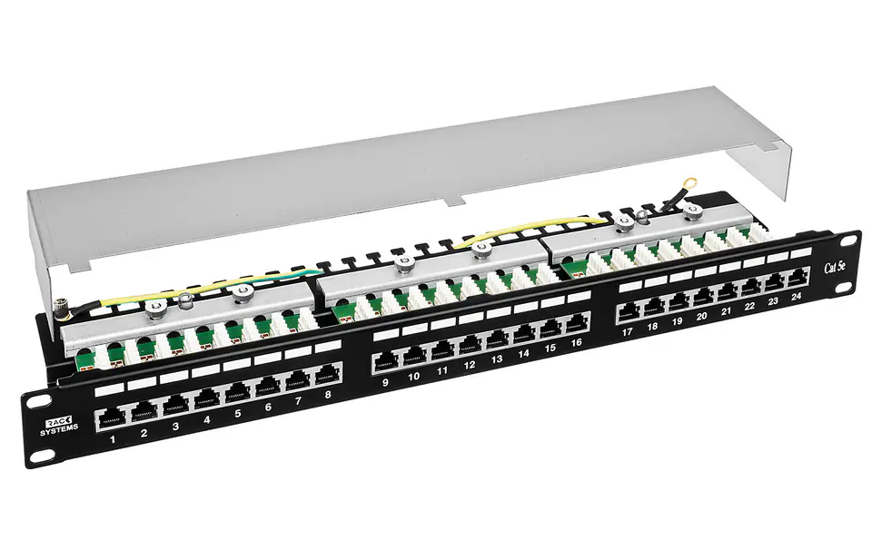 ⁨PP24H-1U-FTP5E/B - patch panel 19" - 24-porty FTP 5e⁩ w sklepie Wasserman.eu