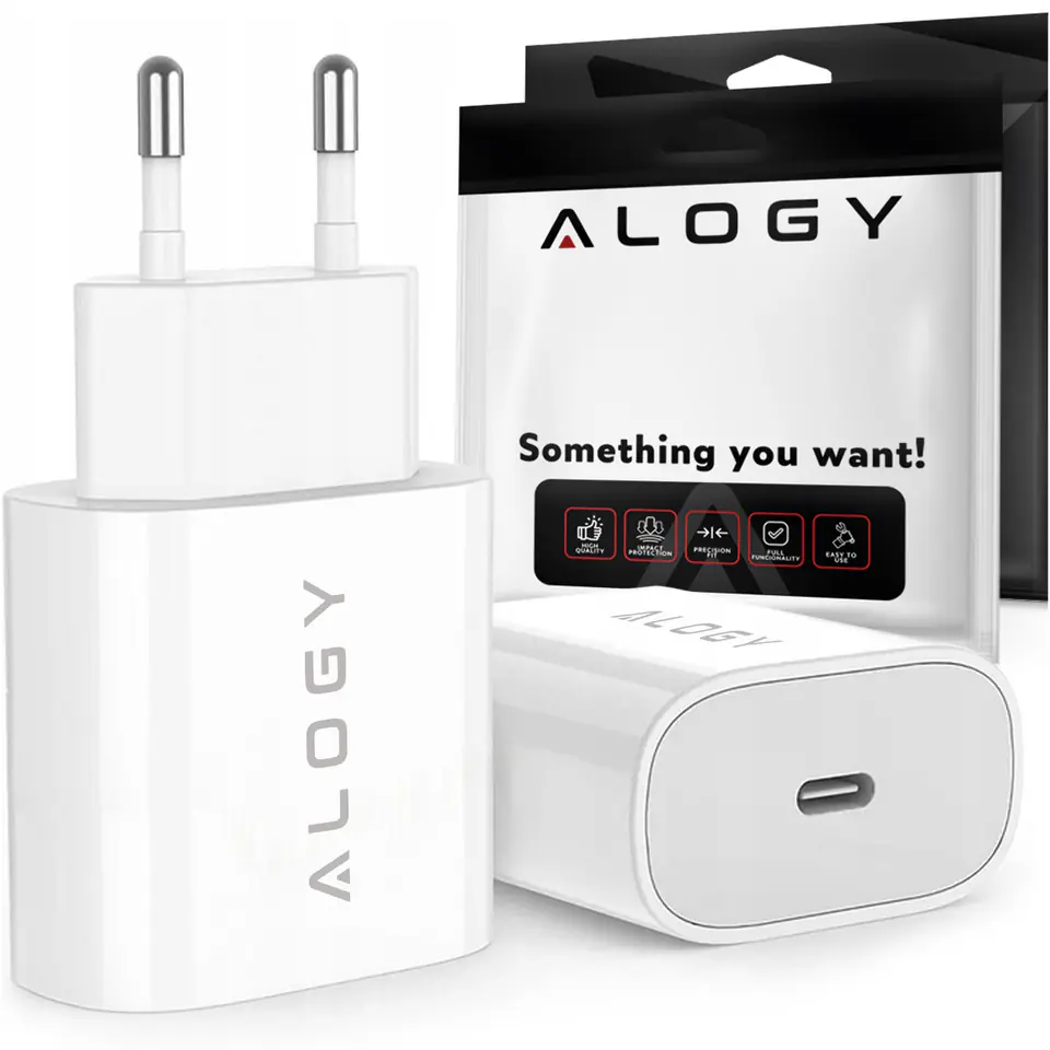 ⁨Ładowarka sieciowa Alogy szybka USB-C Type C PD 20W Biała⁩ w sklepie Wasserman.eu