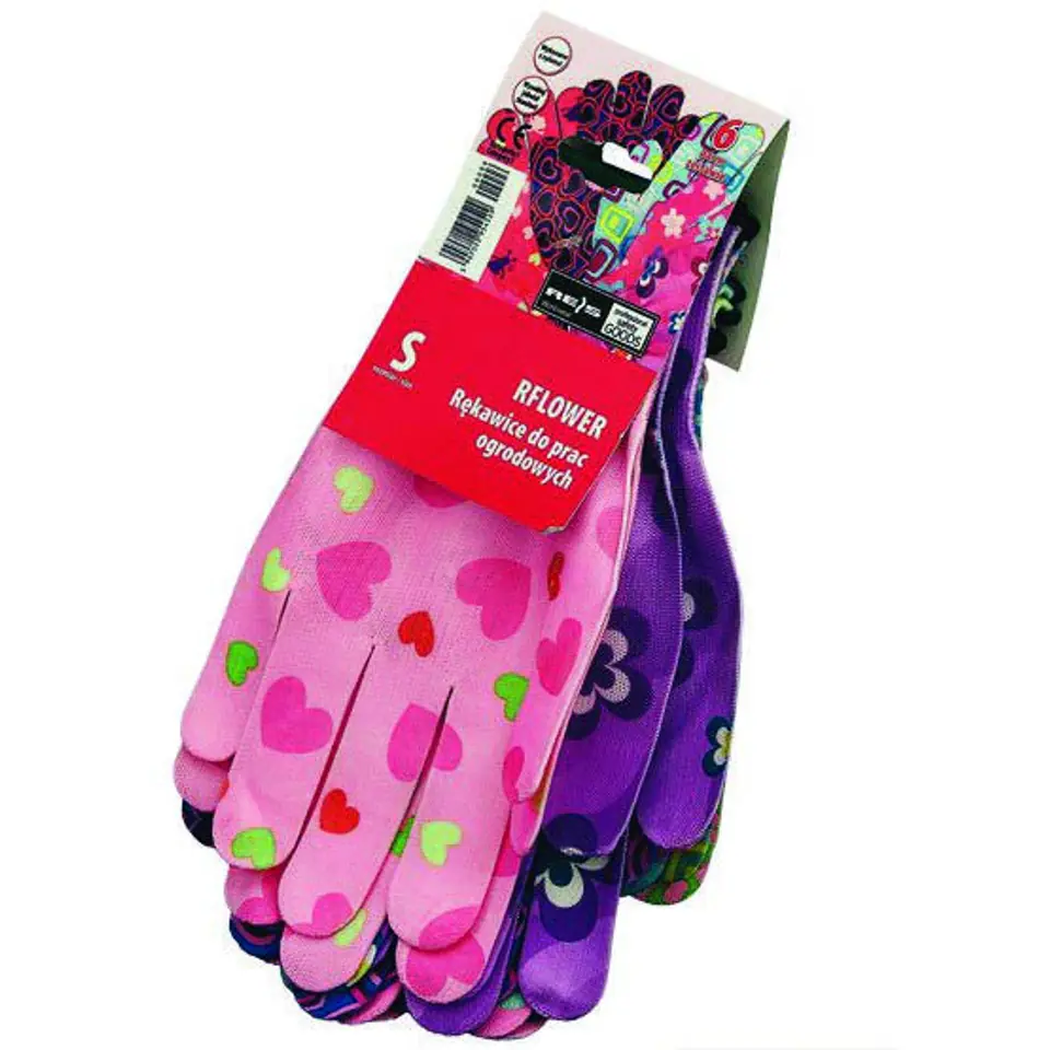 ⁨Rękawice REIS RFLOWER MC nylonowe ogrodowe multikolor roz.7/S (6par)⁩ w sklepie Wasserman.eu