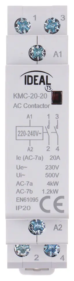 ⁨STYCZNIK MODUŁOWY KMC-20-20 20 A 230 V AC IDEAL⁩ w sklepie Wasserman.eu