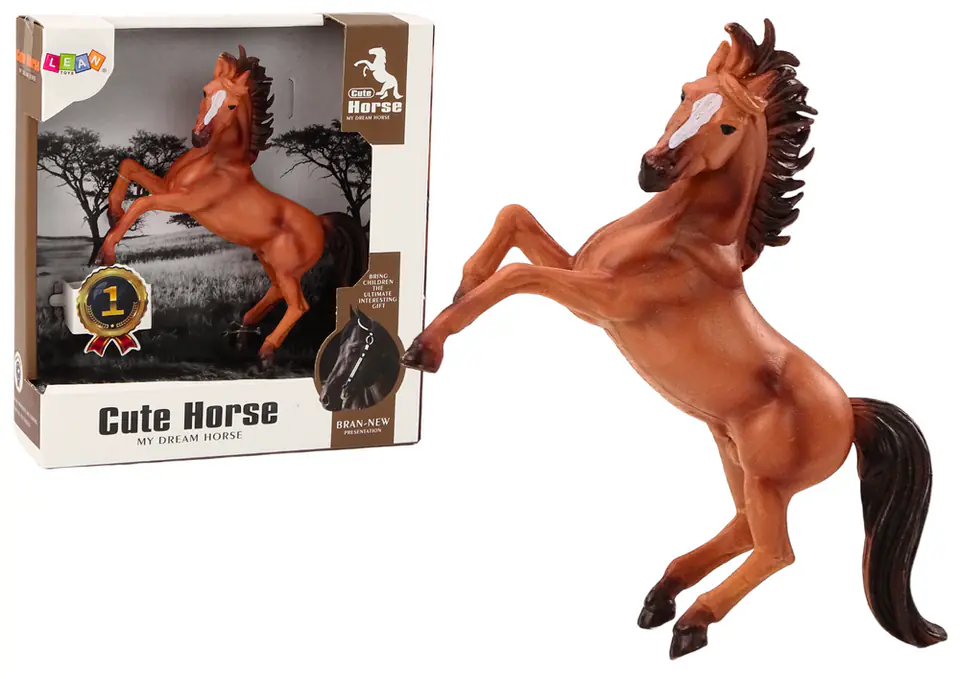 ⁨Figurka Konia Brązowy Szary Koń Stojący Stajnia Farma Cute Horse⁩ w sklepie Wasserman.eu