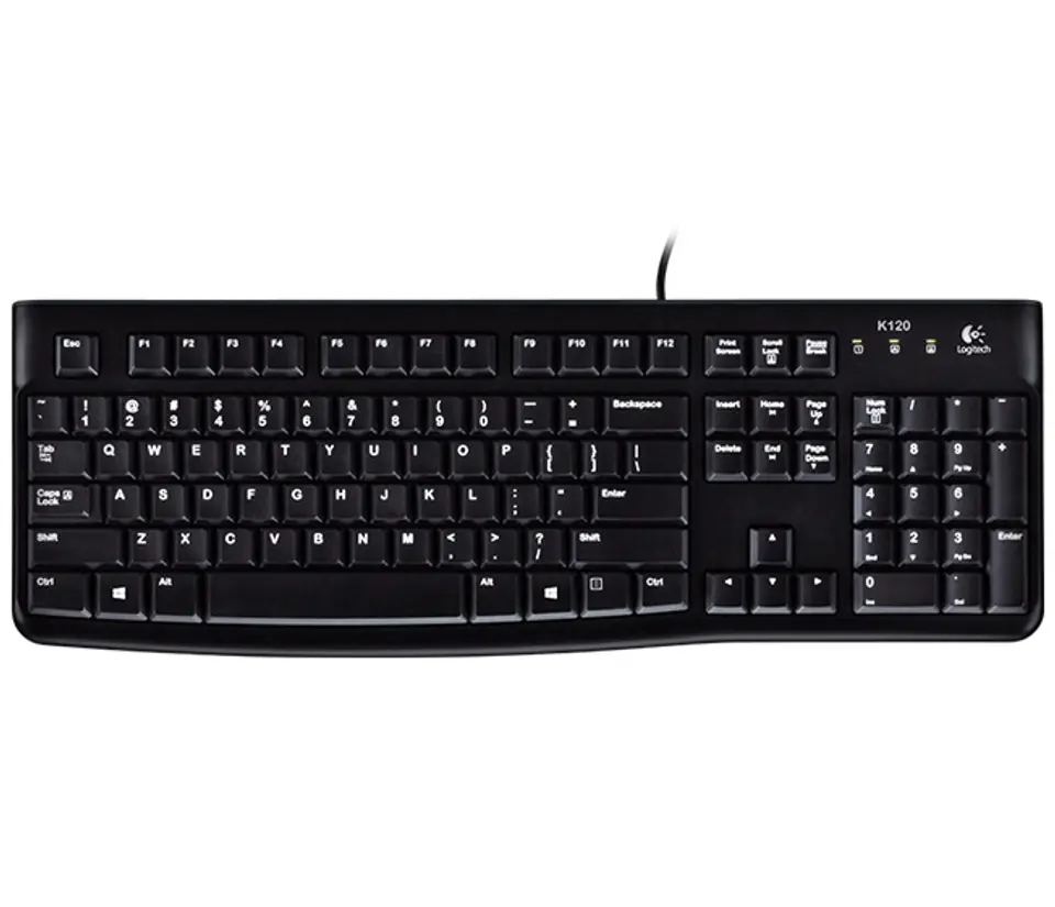 ⁨Logitech K120 Multimedia, Keyboard layout EN/RU, USB Port, 1.5 m, Black, Russian, Numeric keypad, 550 g⁩ at Wasserman.eu