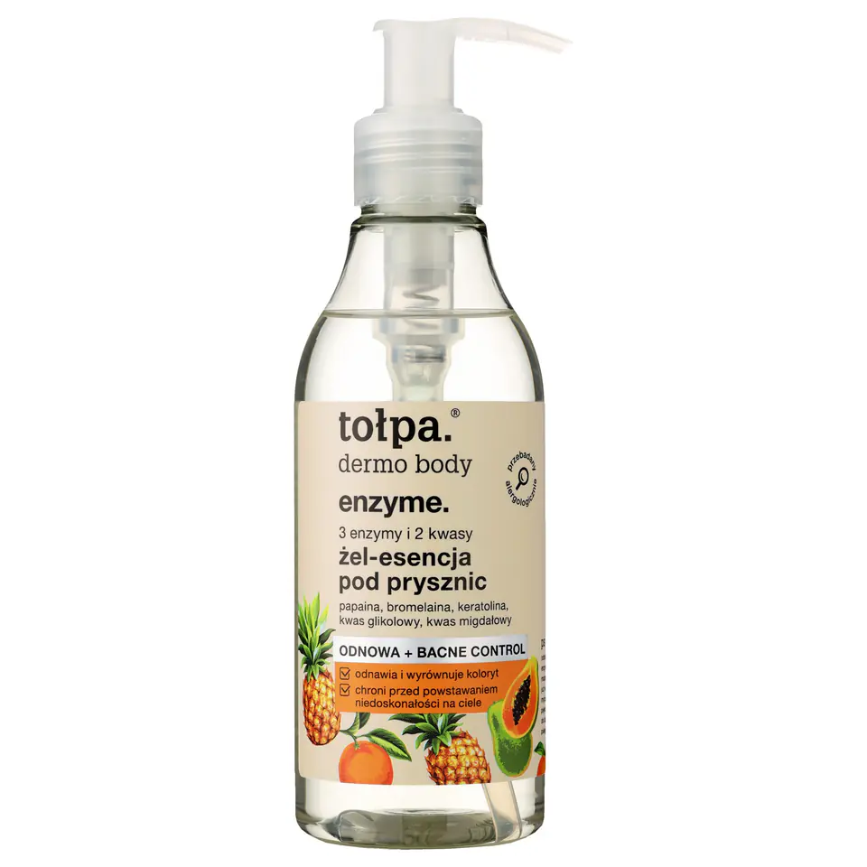 ⁨TOŁPA Dermo Body Enzyme Żel-esencja pod prysznic 3 enzymy i 2 kwasy 195 ml⁩ w sklepie Wasserman.eu